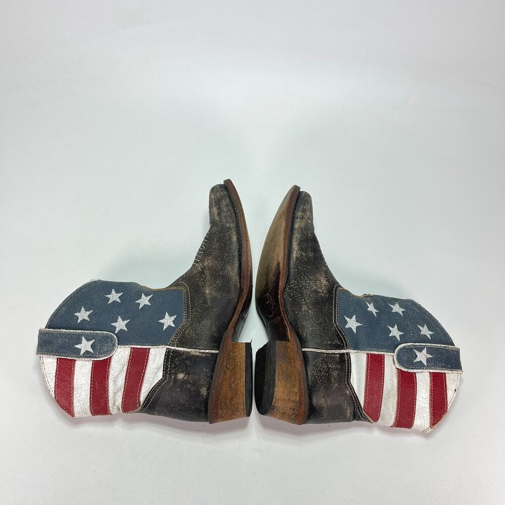 Roper American Beauty Shorty Brown American Flag Cowboy Boots Women's Size 7 - Picture 5 of 9